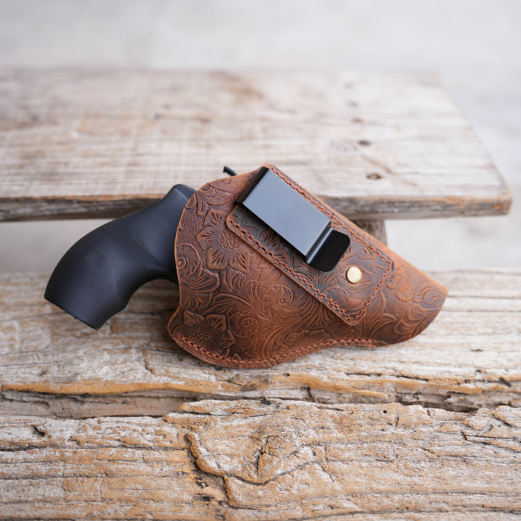 IWB Leather Holster for Most 38 Special & J Frame Revolvers for Taurus 327/380/856/85, S W 637 442 640 642, Ruger LCR SP101 Fit 2" - 2.25"
