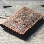 personalized Minimalist Bifold Wallet, Men's Minimalist Card Holder Distressed Leather Wallet - | Brown  Personalized Bifold Leather Wallet