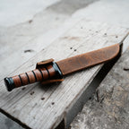 Leather Knife Sheath for Ka-Bar USMC  Hunting Knife  , Straight Holster Knife  Blade 7  Belt Sheath for KA-BAR 1217 Fixed Blade Knife