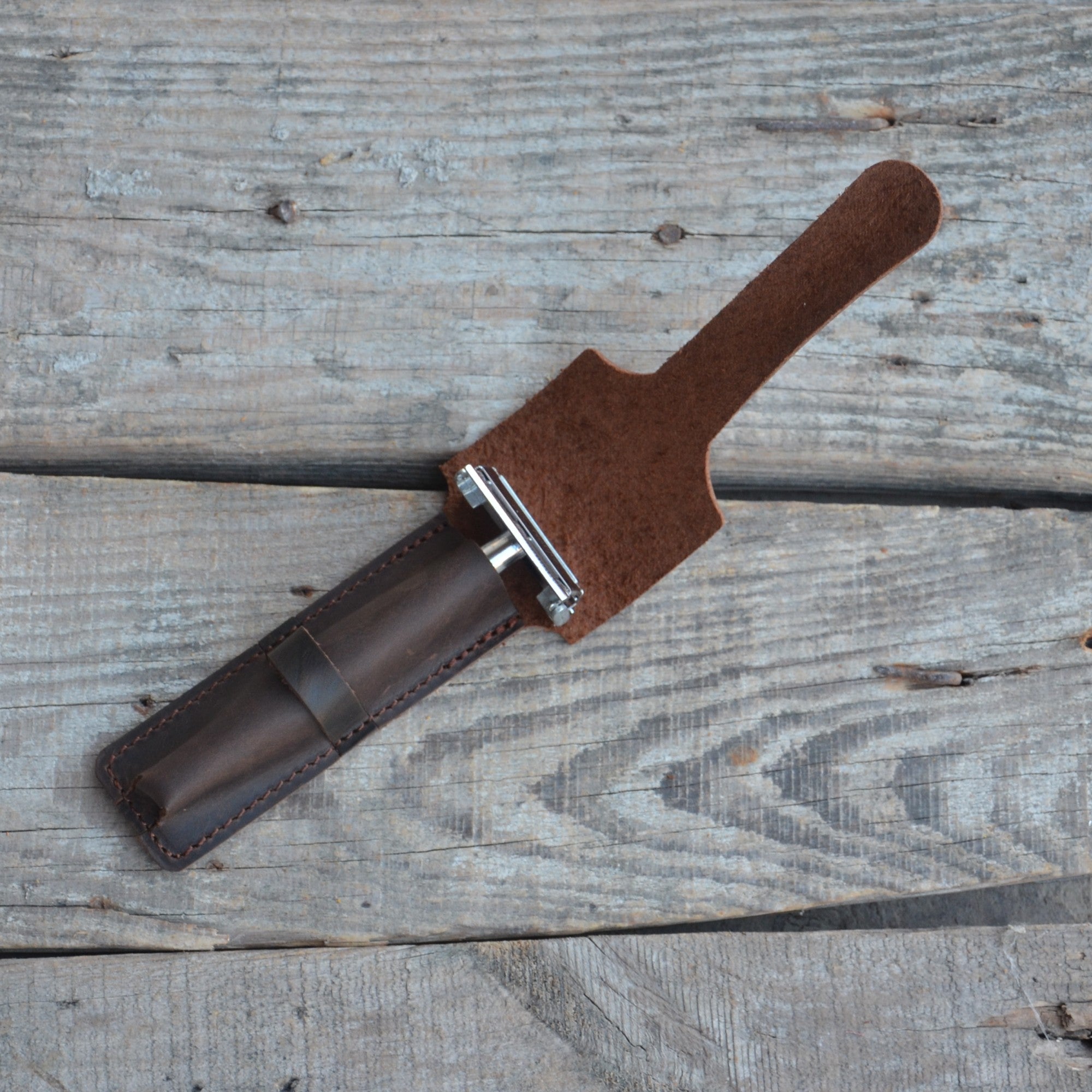 Personalized leather Parker / RazoRock /  MÜHLE razor Pouch Leather Safety Razor Case Merkur / Edwin Jagger /MUHLE Double Edge Razor