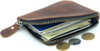 Genuine Leather Zipper Coin Purse Wallet With Key Car Smart Holder, Change Purse, Coin Pouch Holder For Men