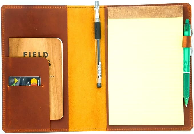Personalized Genuine Leather  Leather Steno Pad 5 x 8  Steno Pad Cover Portfolio  for TOPS The Legal Pad Writing Pads Pocket 5x8
