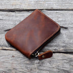 Genuine Leather Zipper Coin Purse Wallet With Key Car Smart Holder, Change Purse, Coin Pouch Holder For Men