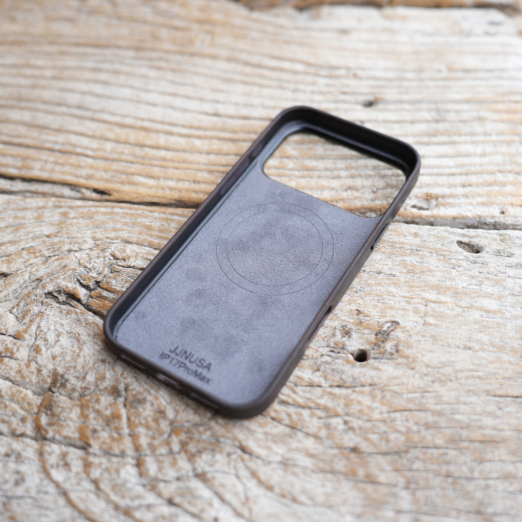 Genuine leather Magsafe Case for  iphone  17  Pro Max / 16 pro / 16  Full Grain Cowhide   leather Case , 17 air Case Full Cover dark brown