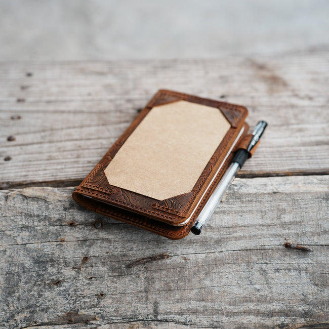 Distressed Genuine leather travel  index cards cover for 3x5 cards and  moleskine  Leuchterm 1917 A6 notebook vintage refillable notepad Hover Image