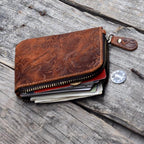 Genuine Leather Zipper Coin Purse Wallet With Key Car Smart Holder, Change Purse, Coin Pouch Holder For Men