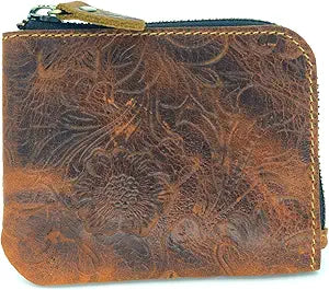 Genuine Leather Zipper Coin Purse Wallet With Key Car Smart Holder, Change Purse, Coin Pouch Holder For Men