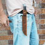 Leather Knife Sheath for Buck 120 Knife , Straight Knife Holster Knife Blade Cover Belt leather Sheath for buck 120 7.375  Fixed Blade Knife