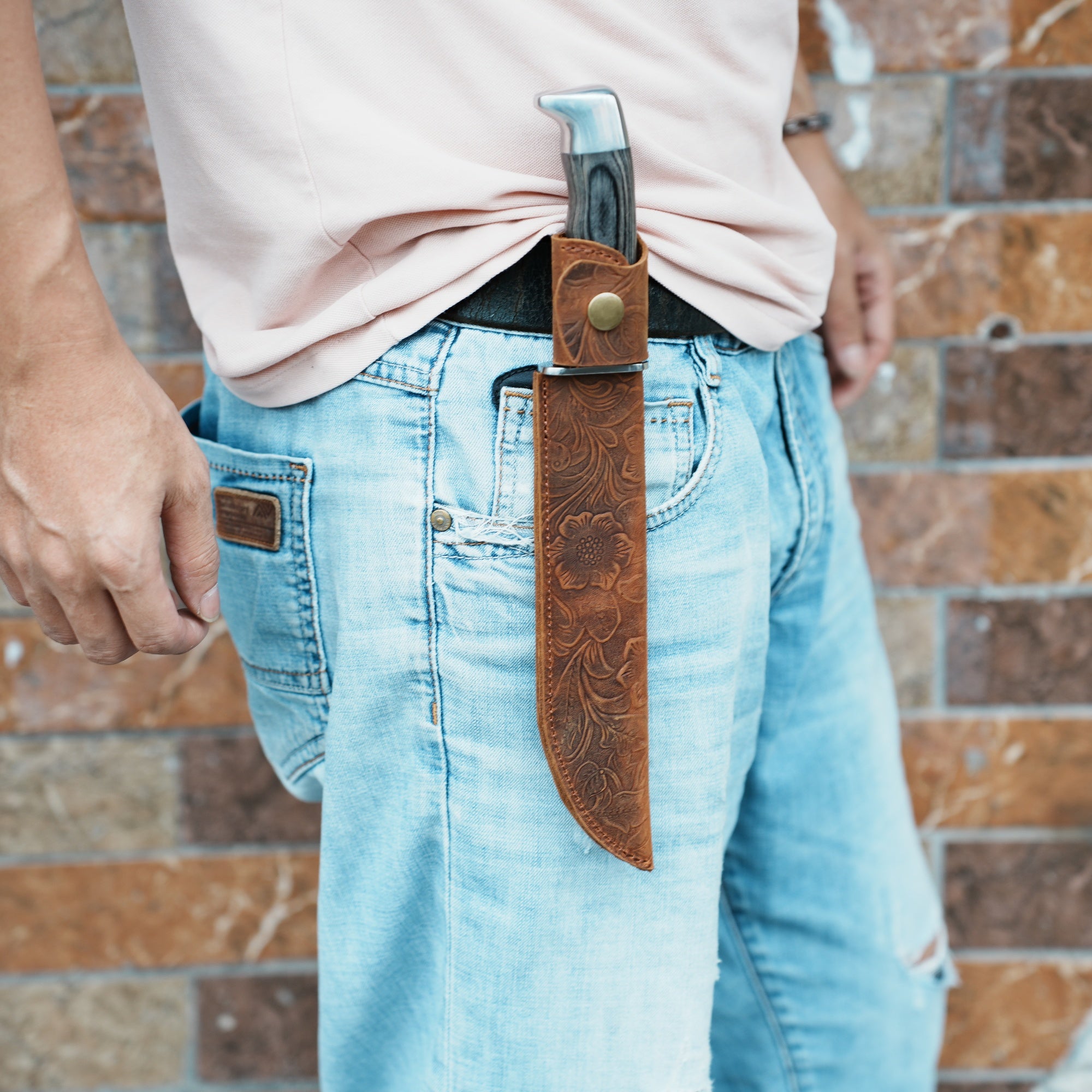 Leather Knife Sheath for Buck 120 Knife , Straight Knife Holster Knife Blade Cover Belt leather Sheath for buck 120 7.375  Fixed Blade Knife