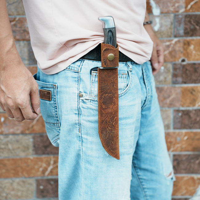 Leather Knife Sheath for Buck 119 Knife , Straight Knife Holster Knife Blade Cover Belt leather Sheath for buck 119  6   Fixed Blade Knife Hover Image