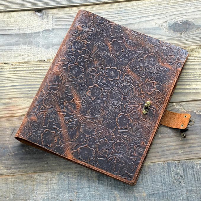 Personalized  A4  3 Ring Binder Leather Cover 3 Hole 8.5  X 11  Sheets Notebook Cover Diary Distressed Leather A4 Refillable Journal Nba4305 Main Image