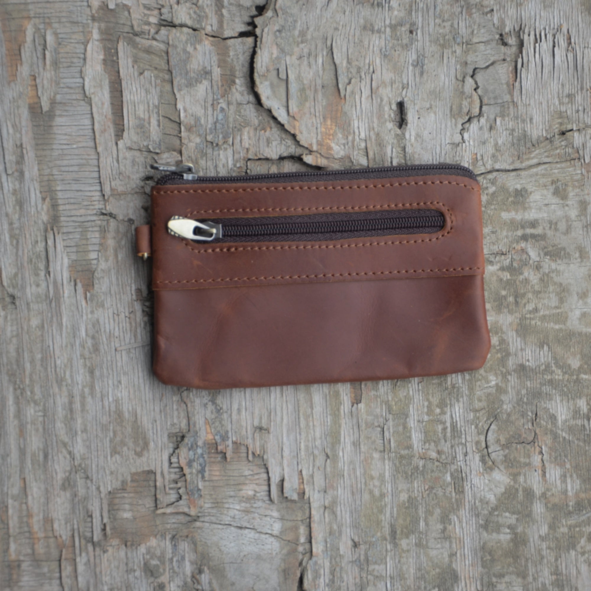 Genuine Leather Zipper Coin Purse for Men, Credit Card Case Holder, Mens Tray Purses Coin Purse Cash Change Wallet Car Smart Holder Money Pouch