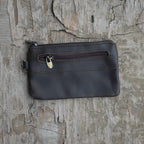 Genuine Leather Zipper Coin Purse for Men, Credit Card Case Holder, Mens Tray Purses Coin Purse Cash Change Wallet Car Smart Holder Money Pouch