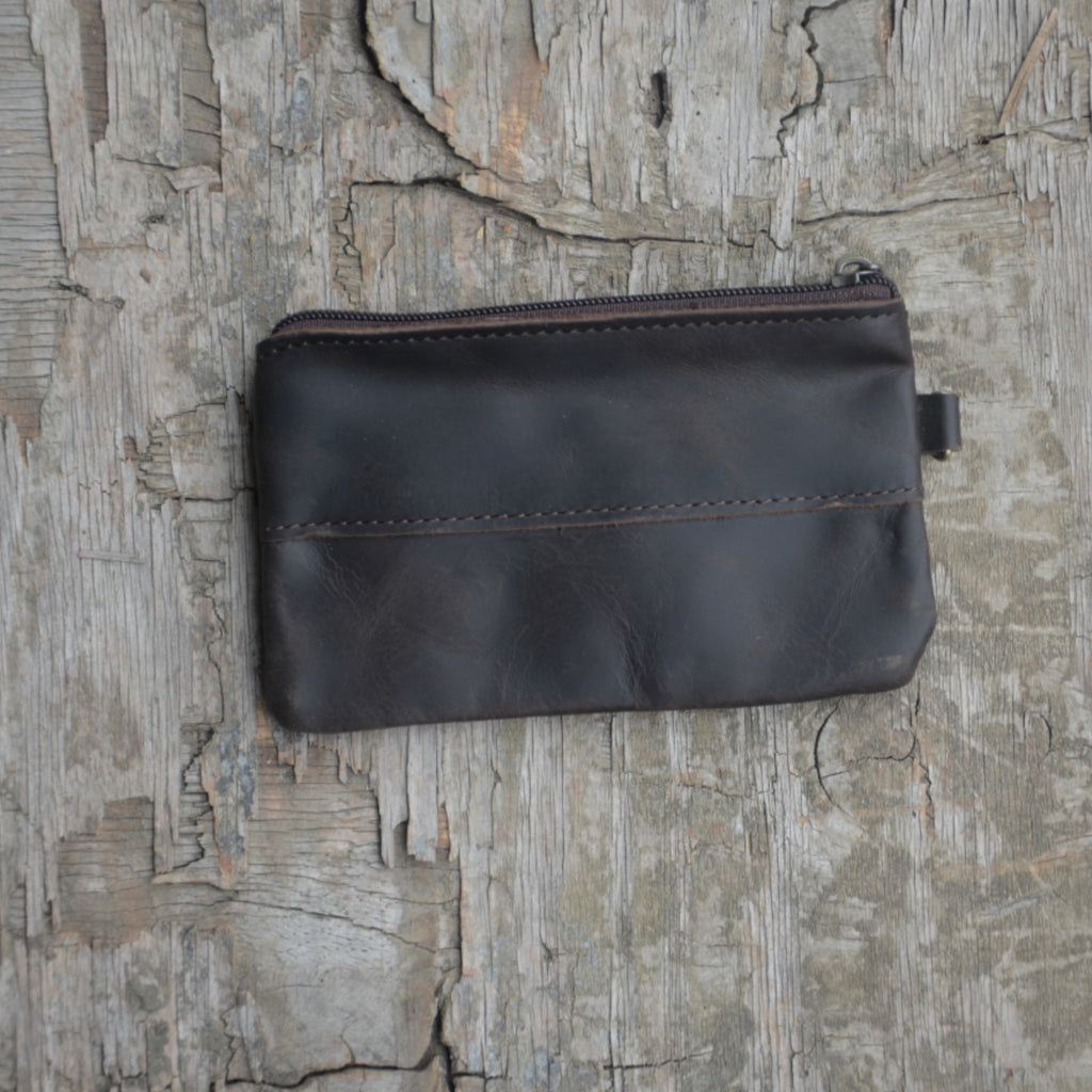 Genuine Leather Zipper Coin Purse for Men, Credit Card Case Holder, Mens Tray Purses Coin Purse Cash Change Wallet Car Smart Holder Money Pouch