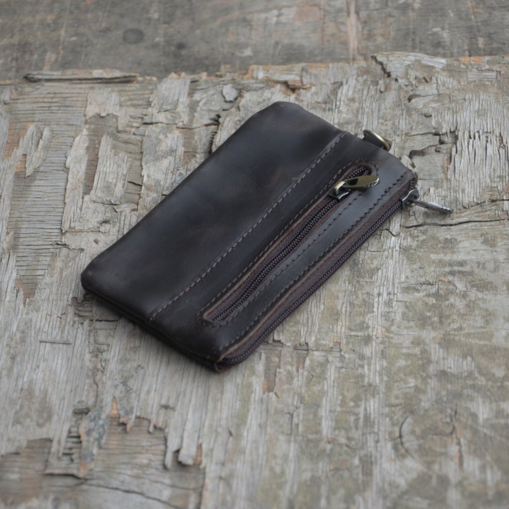 Genuine Leather Zipper Coin Purse for Men, Credit Card Case Holder, Mens Tray Purses Coin Purse Cash Change Wallet Car Smart Holder Money Pouch