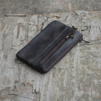 Genuine Leather Zipper Coin Purse for Men, Credit Card Case Holder, Mens Tray Purses Coin Purse Cash Change Wallet Car Smart Holder Money Pouch