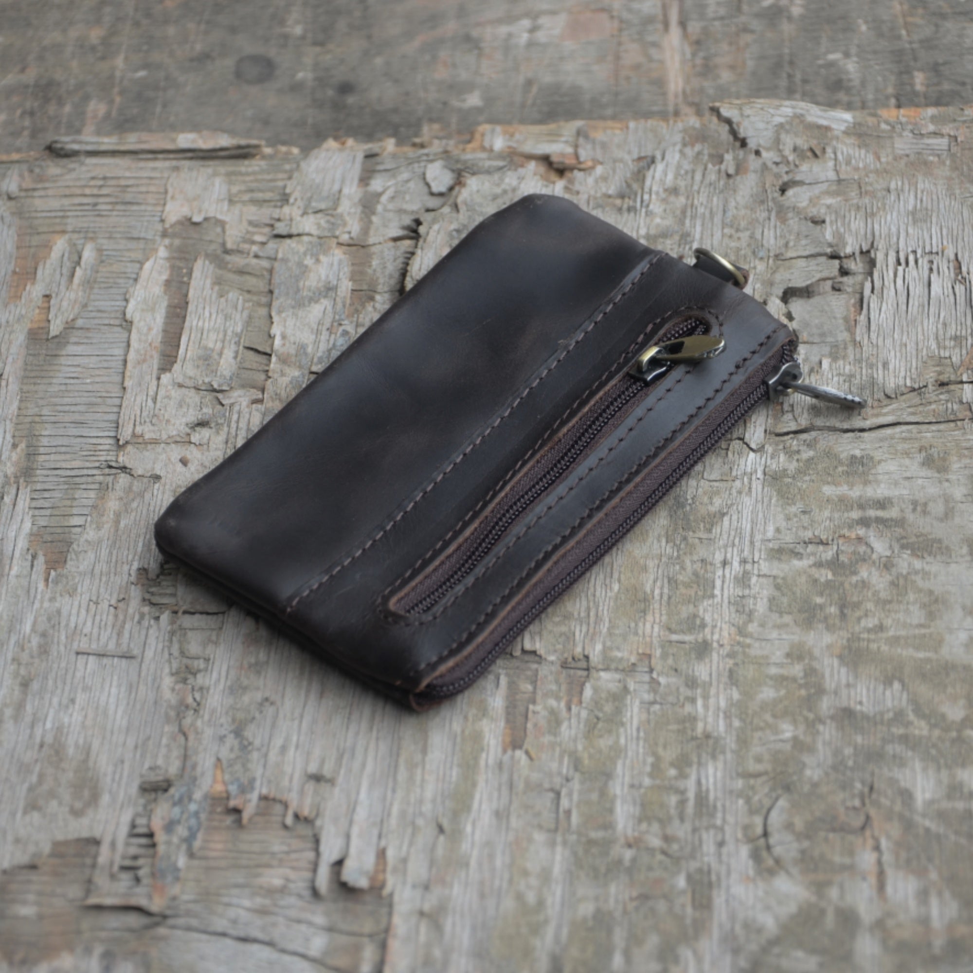 Genuine Leather Zipper Coin Purse for Men, Credit Card Case Holder, Mens Tray Purses Coin Purse Cash Change Wallet Car Smart Holder Money Pouch