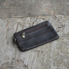 Genuine Leather Zipper Coin Purse for Men, Credit Card Case Holder, Mens Tray Purses Coin Purse Cash Change Wallet Car Smart Holder Money Pouch