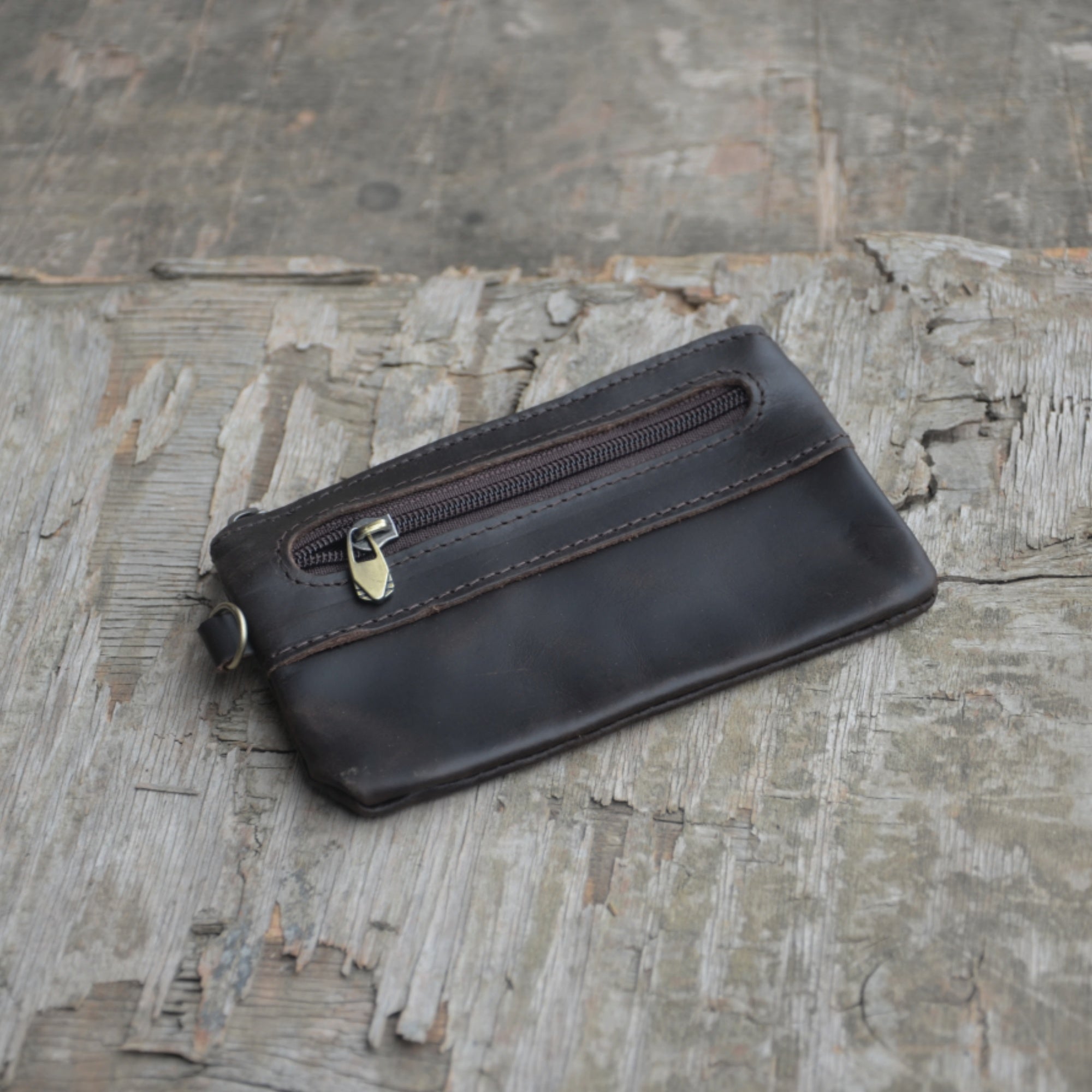 Genuine Leather Zipper Coin Purse for Men, Credit Card Case Holder, Mens Tray Purses Coin Purse Cash Change Wallet Car Smart Holder Money Pouch