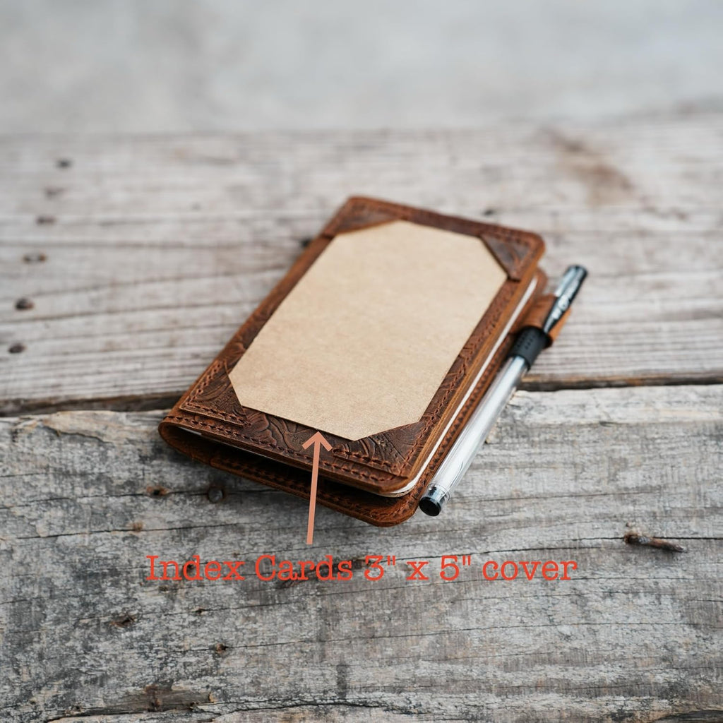 Distressed Genuine leather travel  index cards cover for 3x5 cards and  moleskine  Leuchterm 1917 A6 notebook vintage refillable notepad