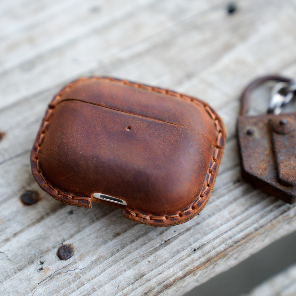 Genuine Leather Distressed Leather for AirPods Pro 3  2 1 Full Leather Case  Bluetooth wireless headphone case  MagSafe Compatible