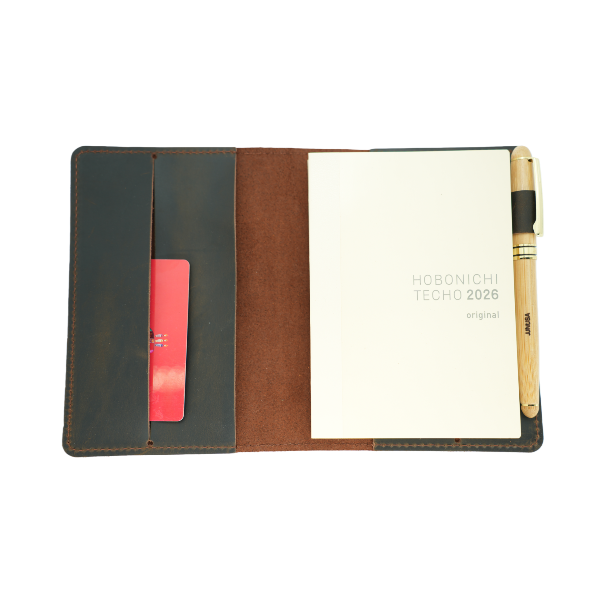 JJNUSA Refillable Writing Diary Leather Planner Cover Compatible With Hobonichi Cousin, Stalogy, Midori, bible A6 4.1" x 5.8" Notebook Pocket Cover, Travel Journal Cover 10.5cm x 14.8 cm