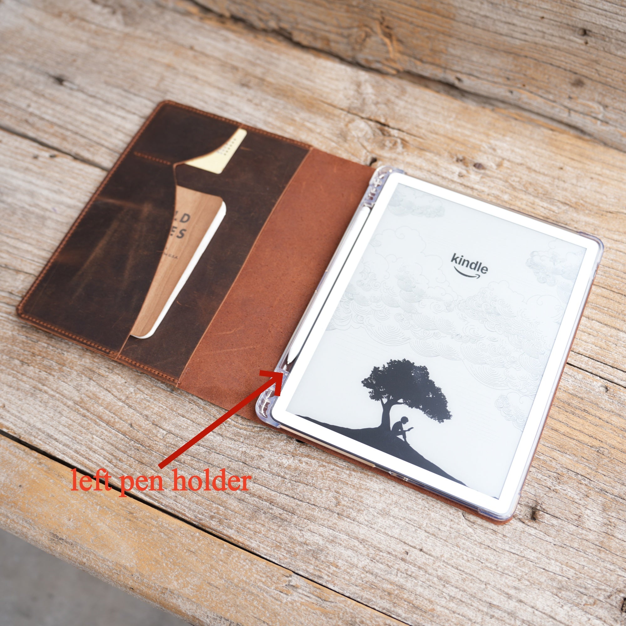 Leather Kindle Scribe Colorsoft 11" 2025 case 3th gen  Kindle Scribe 10.2" 2022/2024 cover   case, Tooled Leather, Ebook cover brown