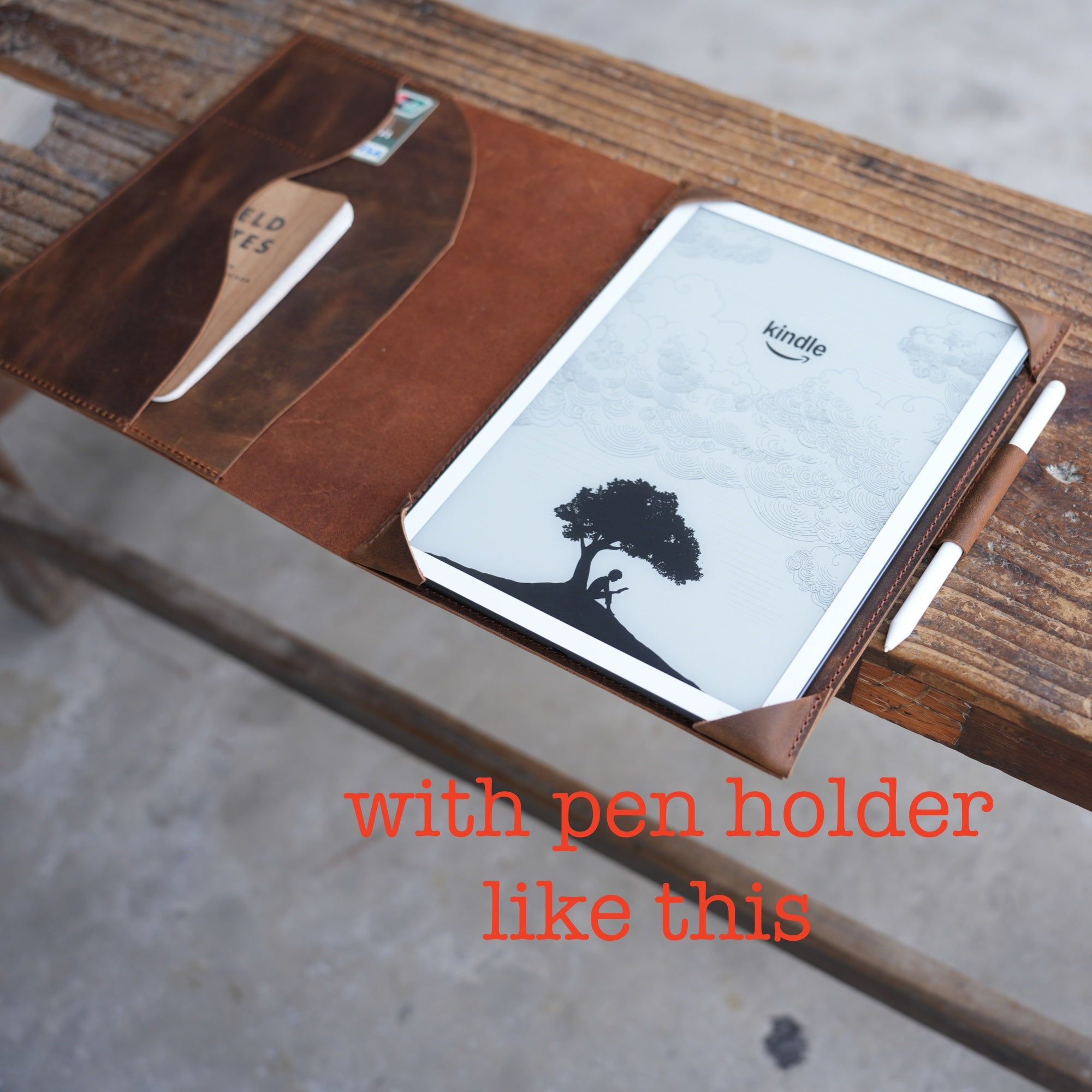 Leather cover for  Kindle Scribe  Colorsoft 11 2025  case ,  Tooled Leather, Ebook cover brown  Kindle Scribe 10.2", with Premium Pen Holder