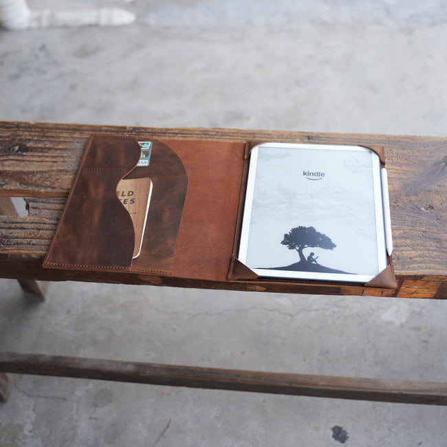 Leather cover for  Kindle Scribe  Colorsoft 11 2025  case ,  Tooled Leather, Ebook cover brown  Kindle Scribe 10.2", with Premium Pen Holder Hover Image