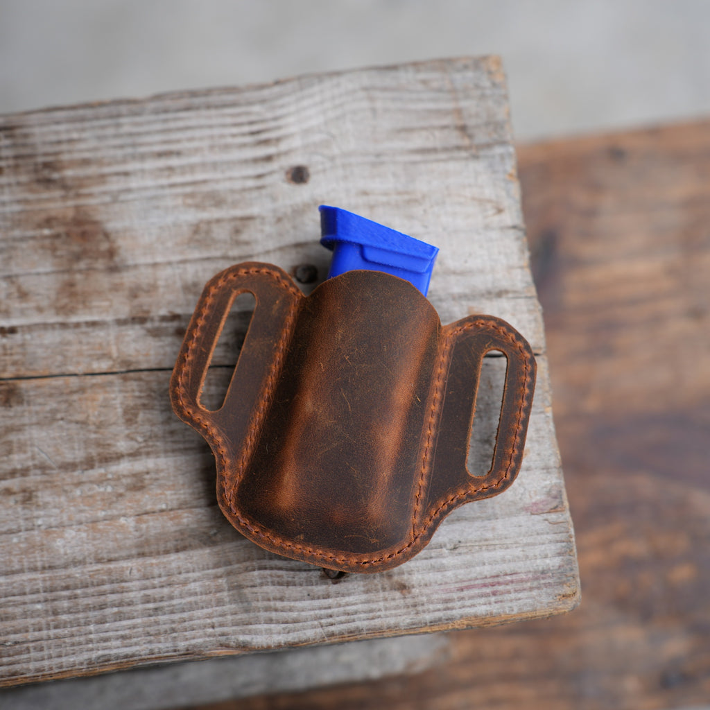 Genuine Leather Tactical Double Mag Magazine Holde fit 9mm, .40 or .45 Caliber Pistol Mag | Single Double Stack | IWB or OWB Mag Pouch Holster 01 (Copy) (Copy)