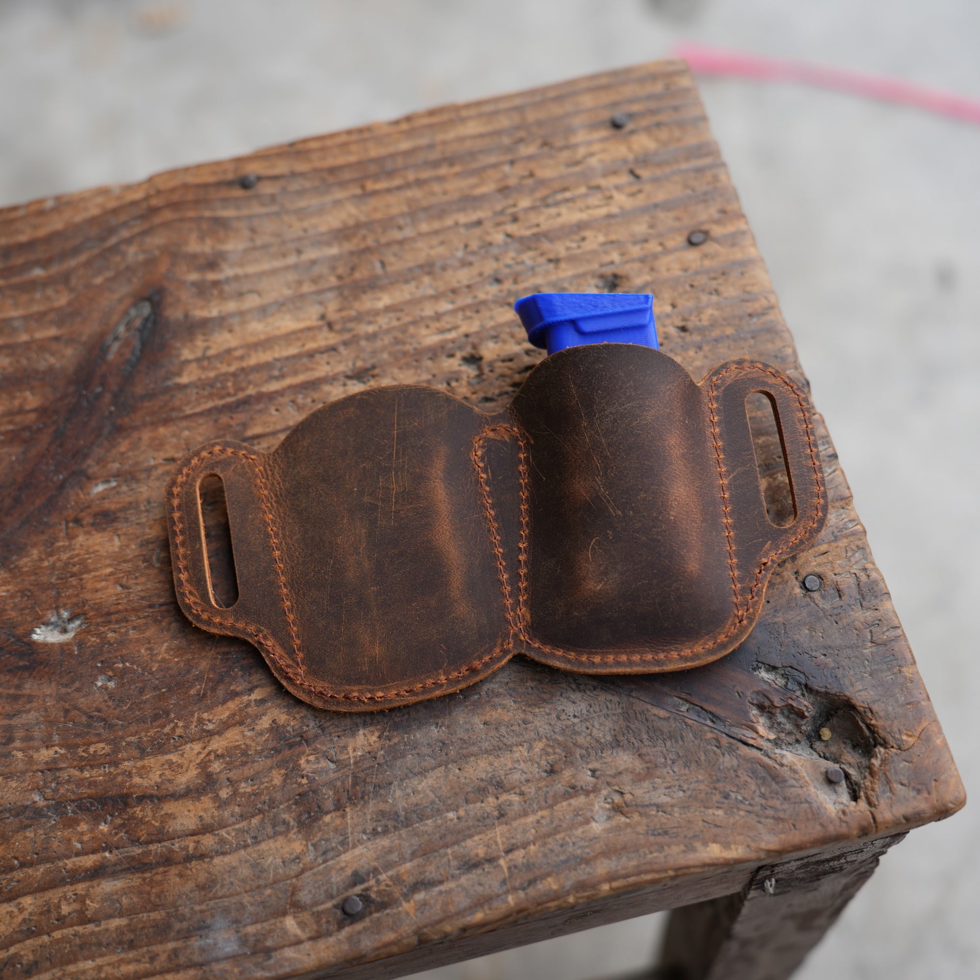 Genuine Leather Tactical Double Mag Magazine Holde fit 9mm, .40 or .45 Caliber Pistol Mag | Single Double Stack | IWB or OWB Mag Pouch Holster 01
