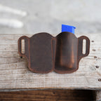Genuine Leather Tactical Double Mag Magazine Holde fit 9mm, .40 or .45 Caliber Pistol Mag | Single Double Stack | IWB or OWB Mag Pouch Holster 01