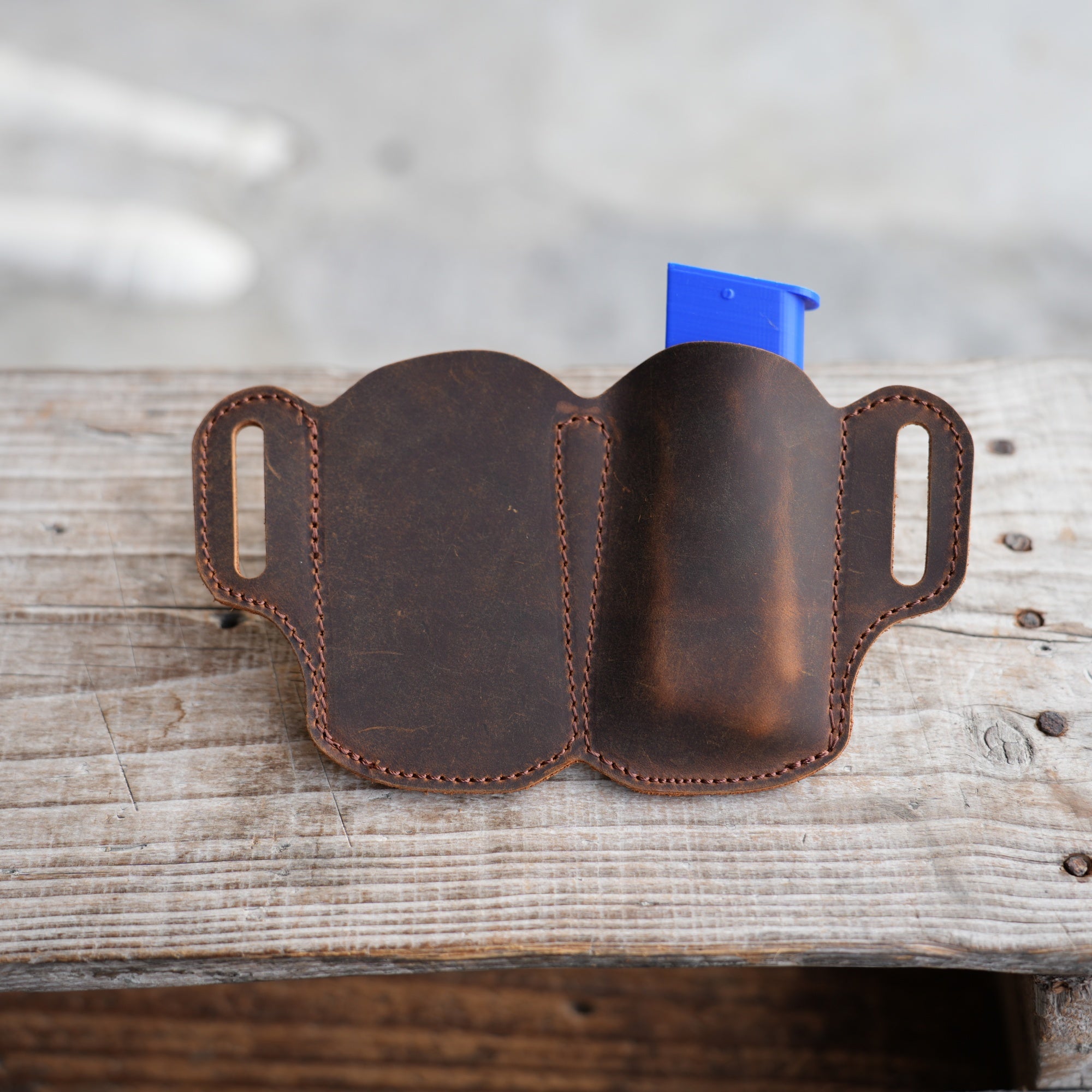 Genuine Leather Tactical Double Mag Magazine Holde fit 9mm, .40 or .45 Caliber Pistol Mag | Single Double Stack | IWB or OWB Mag Pouch Holster 01