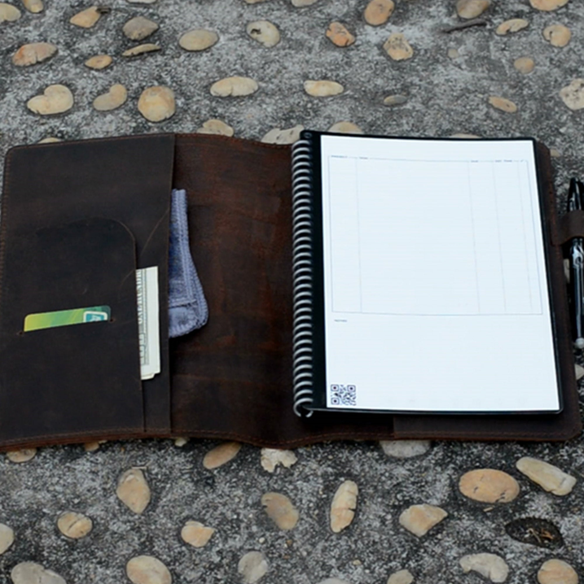 Rocketbook Cover Distressed Genuine Leather Notebook for Everlast Fusion Matrix Graph Wave Panda Planner A5 Executive  A4 Letter