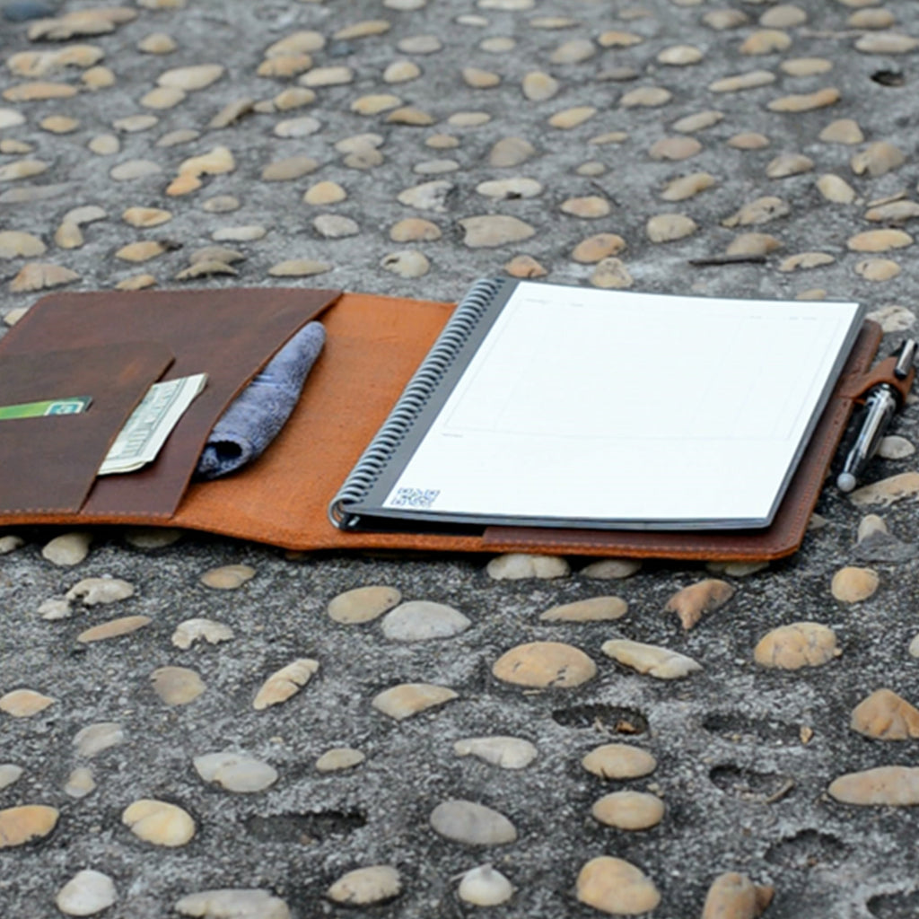 Rocketbook Flip Cover Distressed Genuine Leather Notebook for  A5 Executive 6  x 8.8    / A4 Letter 8.5  x 11  Case
