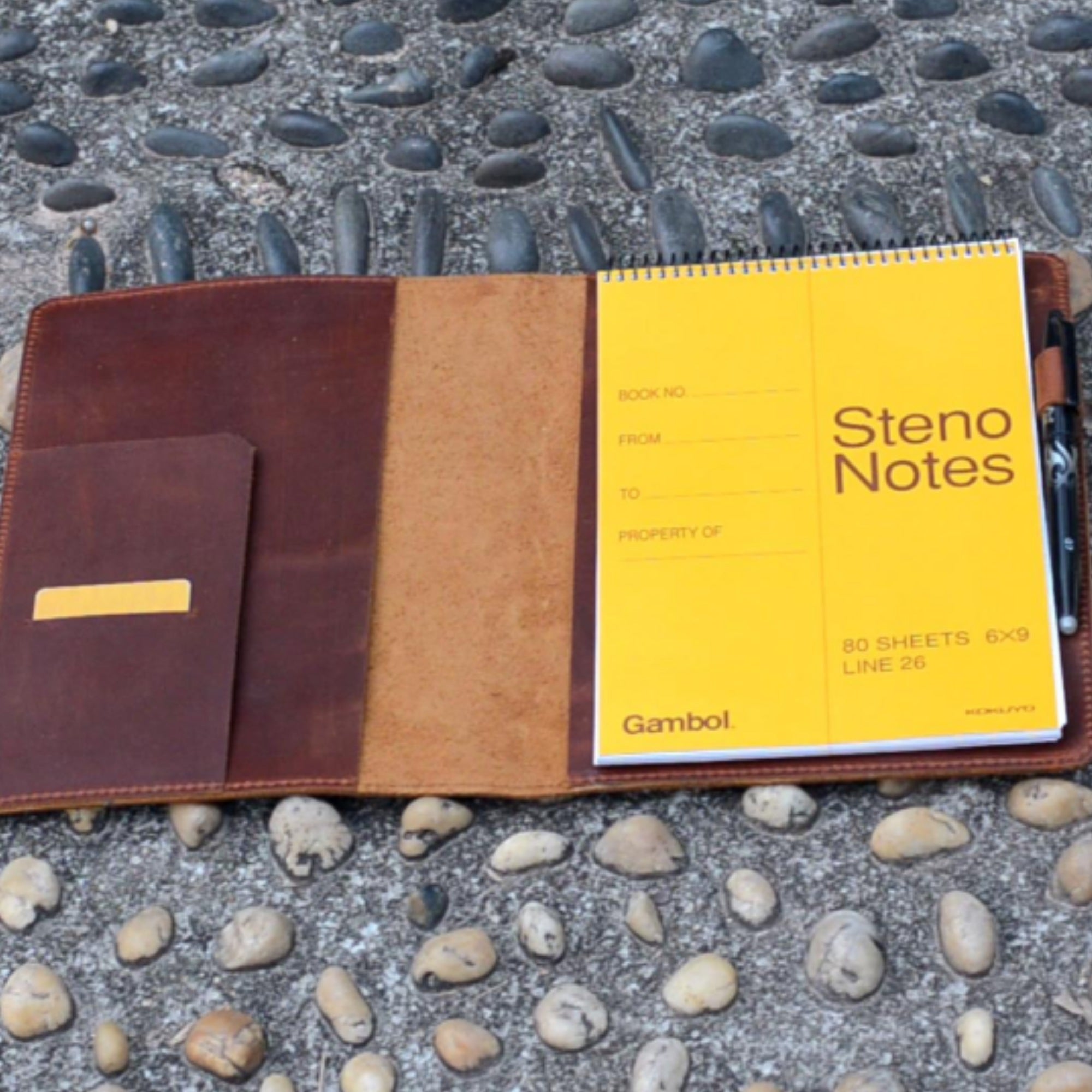 Personalized Genuine Leather Notebook A5 Notepad Cover for Steno Notes 6  x 9  , Top Spiral Notebook Rocketbook Flip Executive  6  x 8.8