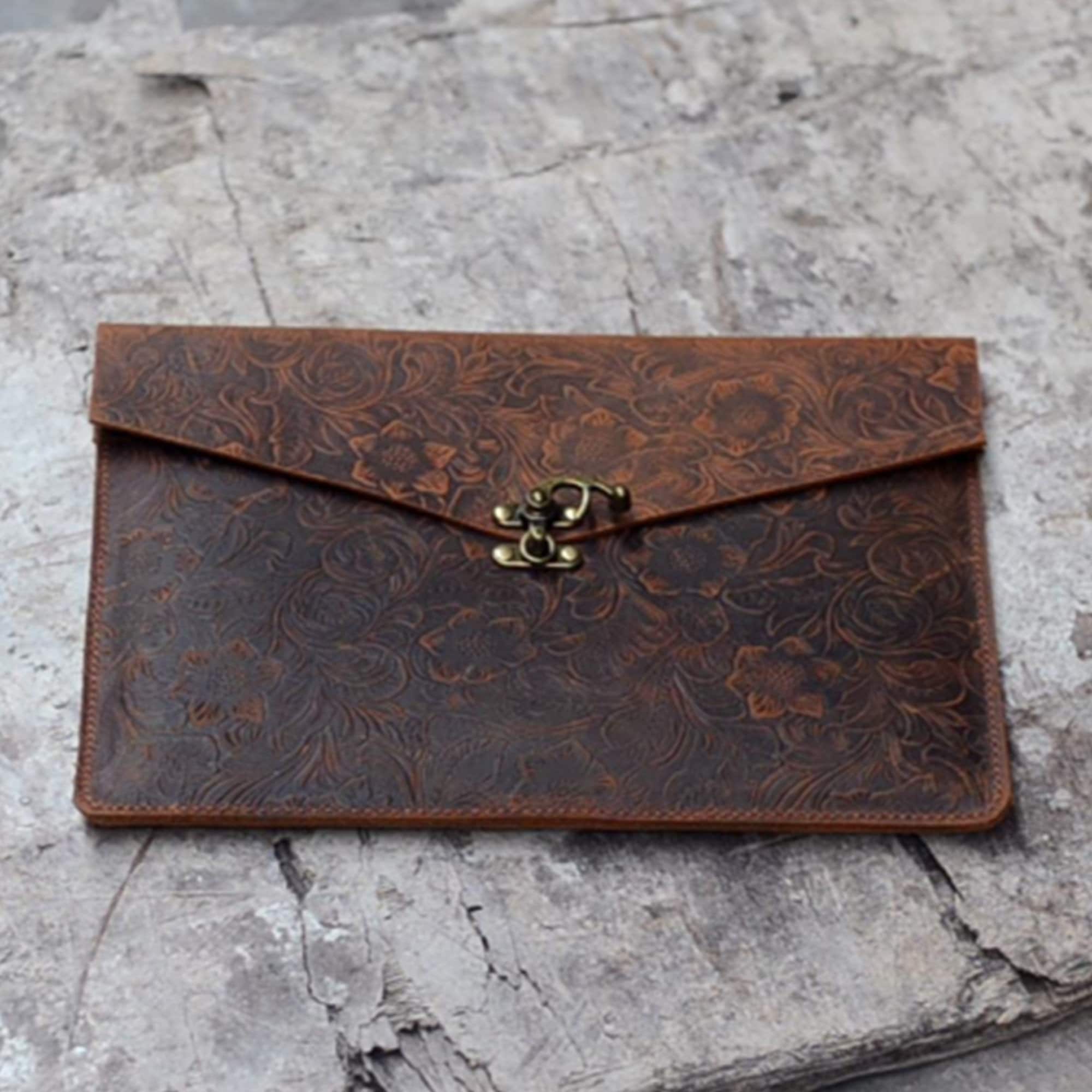 Personalized Leather Laptop Sleeve, Crazy Horse Leather Macbook Pro 13 Case, Macbook Air 13.3inch Sleeve 01