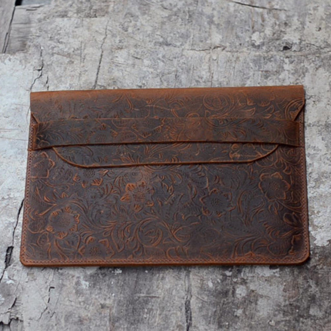 Personalized Leather Laptop Sleeve, Crazy Horse Leather Macbook Pro 15 / 13 2022 Case, Macbook Air 13.3inch Sleeve  2025 02 Hover Image