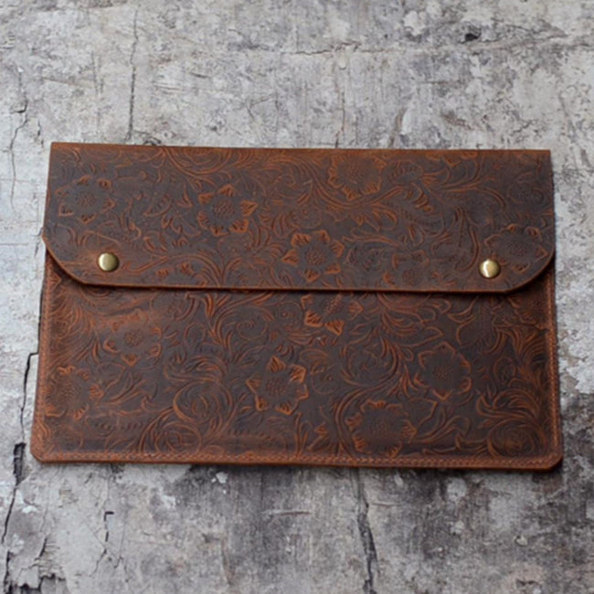 Personalized Leather Laptop Sleeve, Crazy Horse Leather Macbook Pro 15 / 13 2022 Case, Macbook Air 13.3inch Sleeve 03 Hover Image