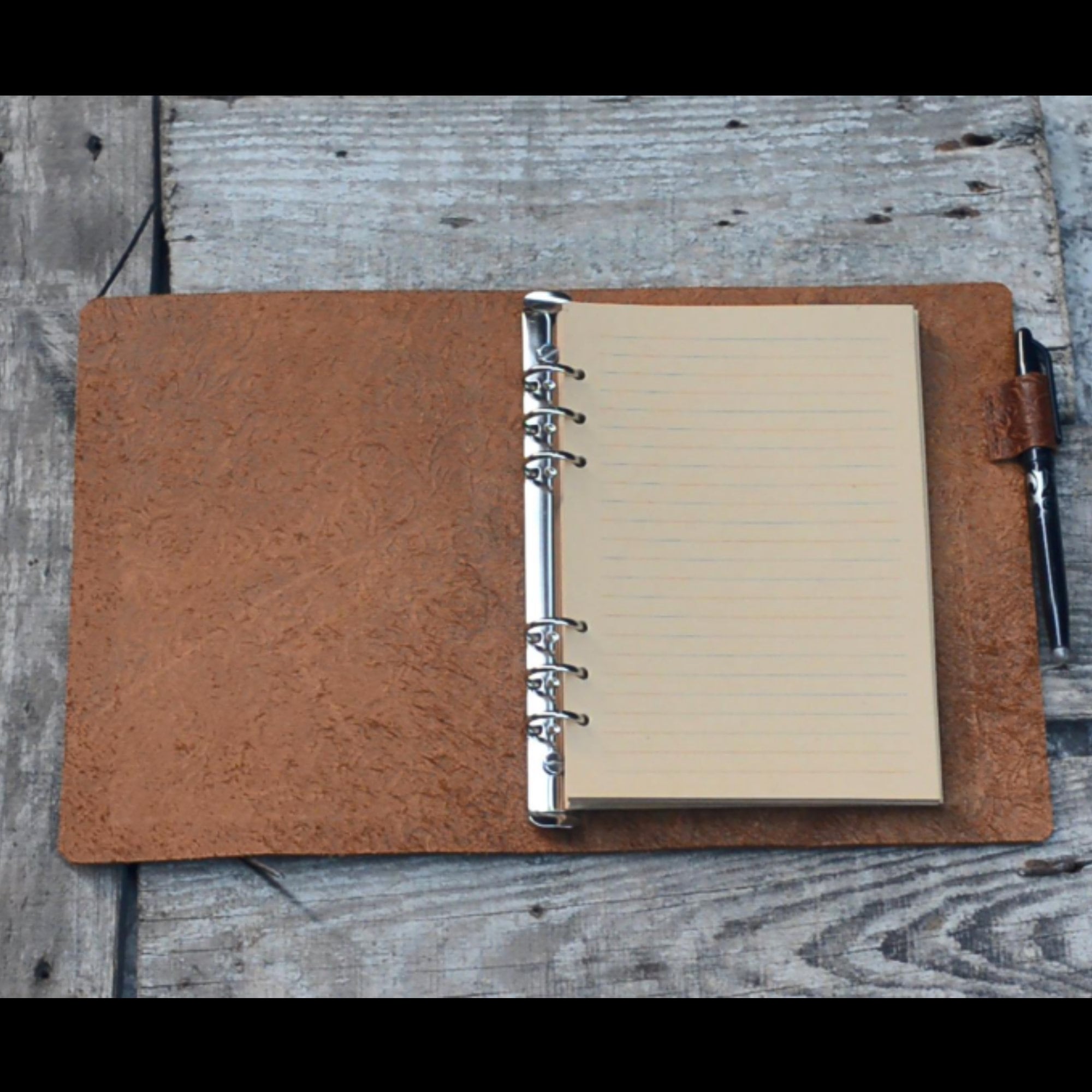 Personalized Simple A5 leather ring binder notebook cover A5  Diary Cover  Leather  distressed leather A5 refillable refill journal diary