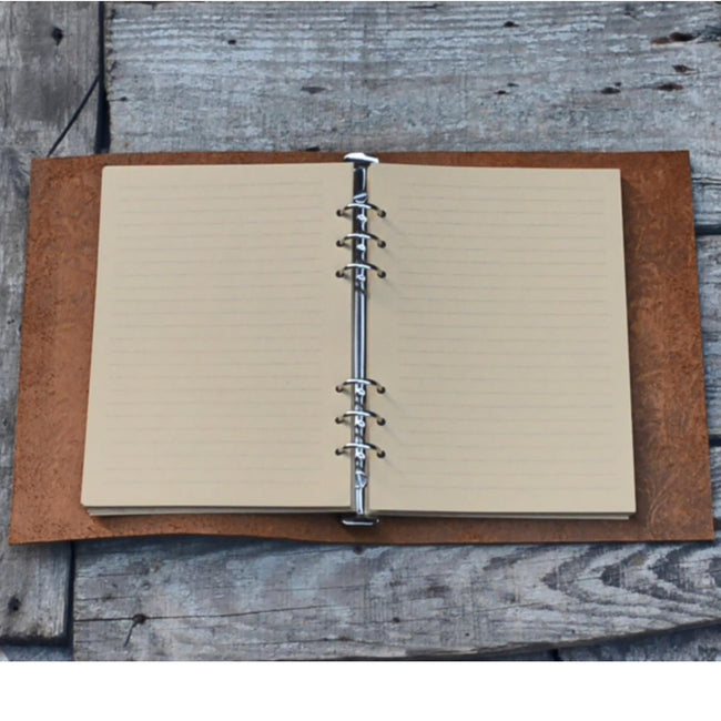 Personalized Simple A5 leather ring binder notebook cover filofax A5  Diary Cover A6  Leather  distressed leather refillable refill journal Hover Image