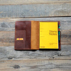 Personalized Genuine Leather Notebook A5 Notepad Cover for Steno Notes 6  x 9  , Top Spiral Notebook Rocketbook Flip Executive  6  x 8.8