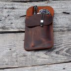 Leather EDC Pocket Slip, Army Knife Sleeve & Pen Holder for Everyday Carry, Camping Accessories
