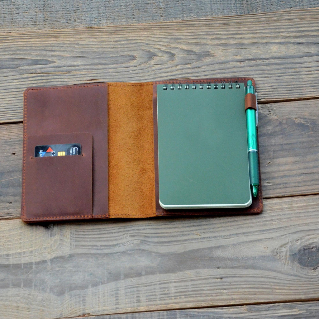 Genuine Leather Notebook Notepad Cover for Rite in the Rain 4 x 6 ,Steno Notes , Top Spiral Bound Memo Books   4  x 6
