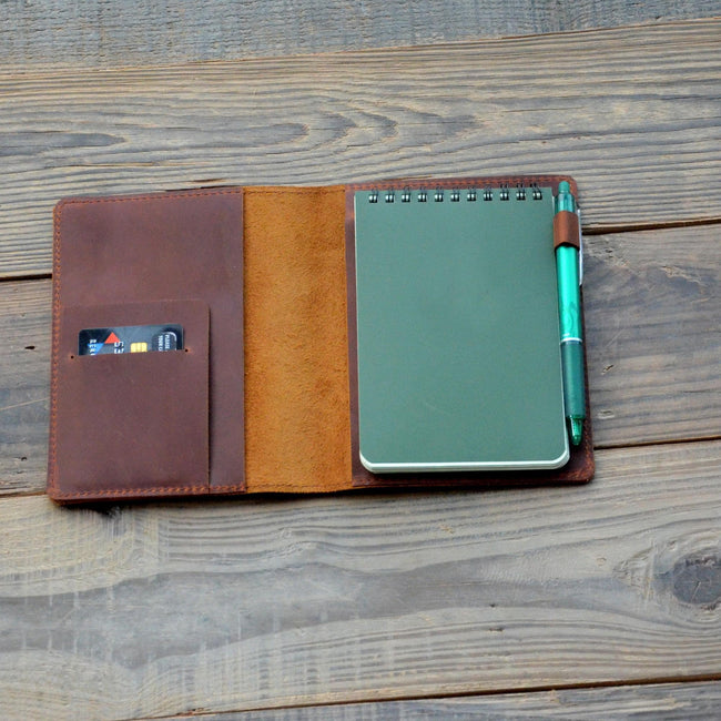Genuine Leather Notebook Notepad Cover for Rite in the Rain 4 x 6 ,Steno Notes , Top Spiral Bound Memo Books   4  x 6 Hover Image