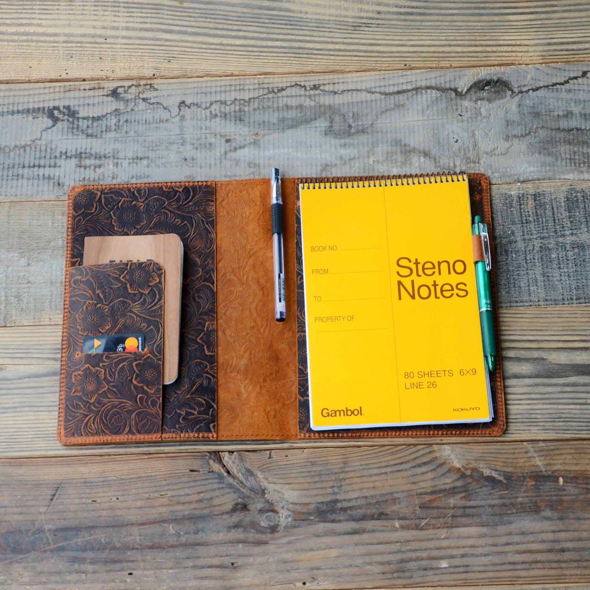 Personalized Leather Notebook A5 Notepad Cover for Spiral Bound Memo Steno Notebook 6  x 9  ,  Notebook Rocketbook Flip Executive  6  x 8.8