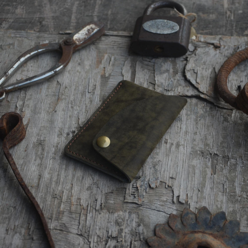 Leather Slim Leather Case, Minimalist Leather card holder wallet, Mens  Leather Small Card Wallet, mens wallet gift for him  olive green