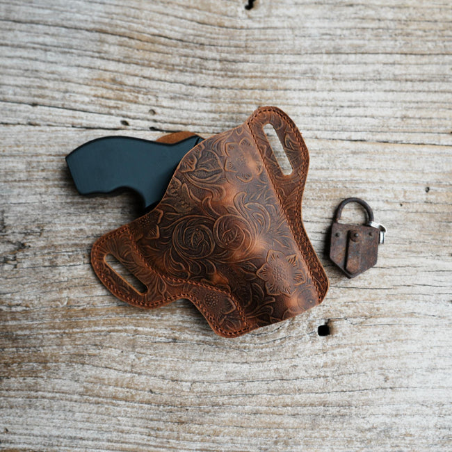 Genuine Leather Gun Holster Belt Owb For Ruger LCR SP101/S&W 642 442 43C/ Model 60 637 638/M P340/Taurus 50 85 856 605 .38 Special Revolvers Hover Image