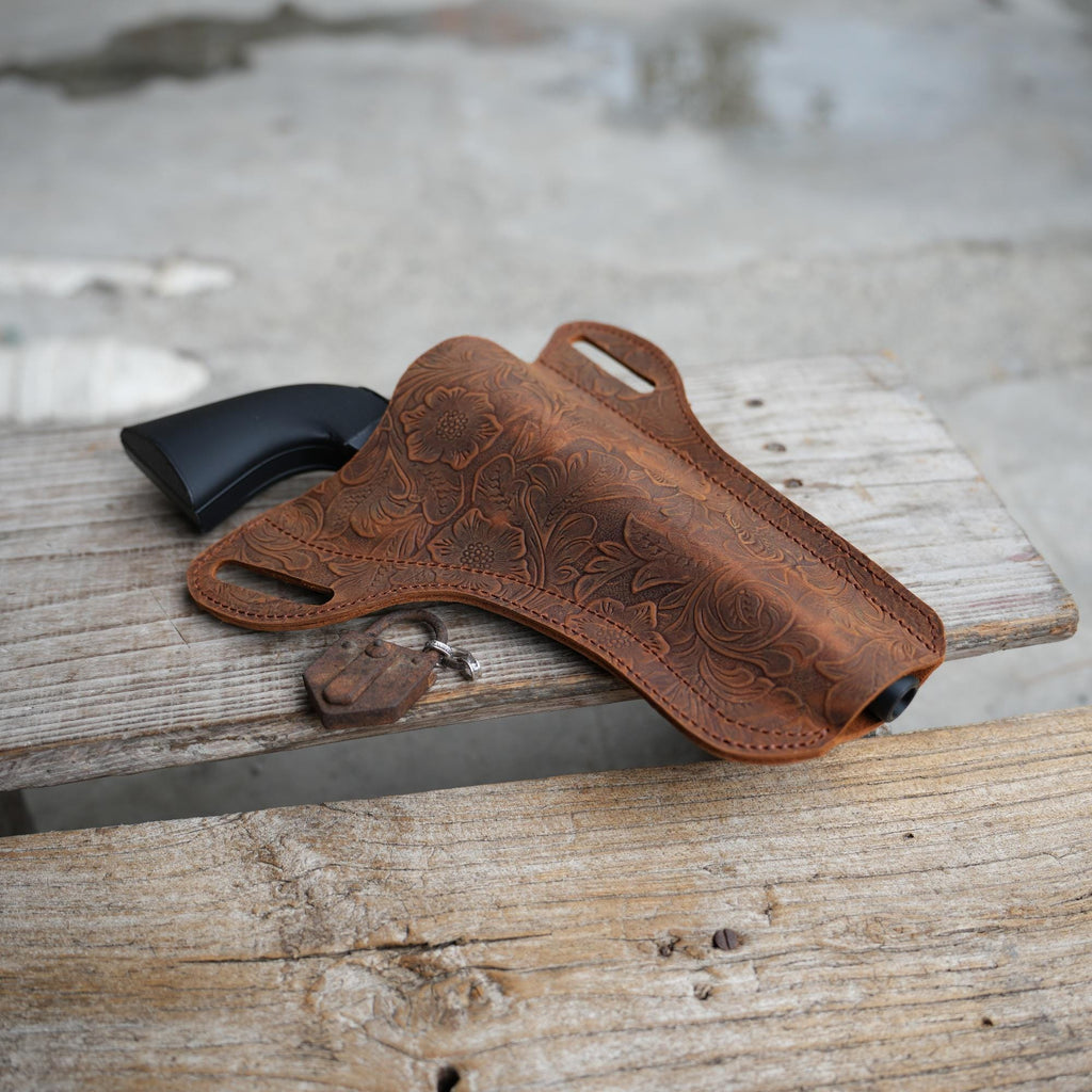 Genuine Leather Gun revolver Belt Owb  Holster For Smith & Wesson Model 686 586 PLUS Colt Python  L Frame Holster 2.5 “ 3” 4“ 4.25  5  6  7