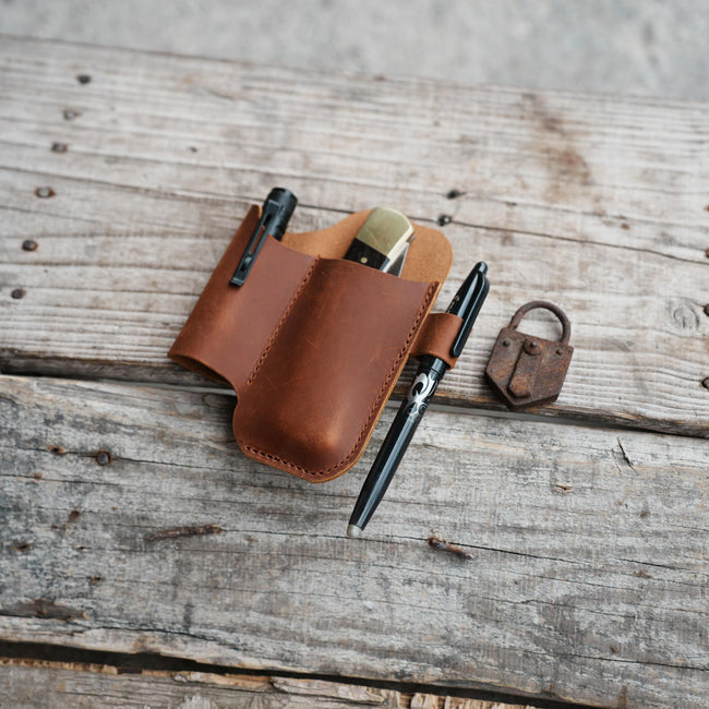 Leather Knives Sheath Holster for  Leatherman Wave + plus EDC Flashlight Holder,Skeletool Free p4 P2  Rebar, Wingman, Sidekick, Surge Signal Hover Image